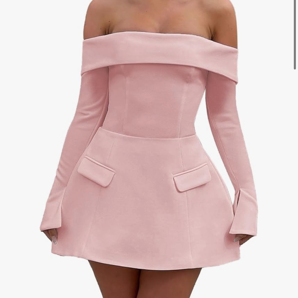 Elegant Off-Shoulder Pink Dress